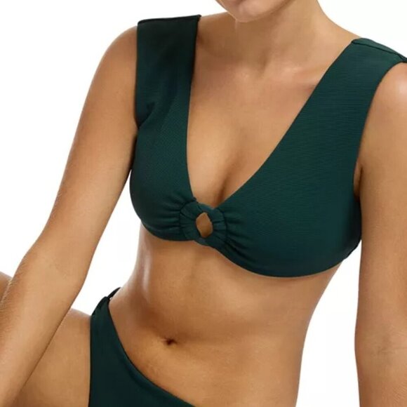 JETS Wide Strap O-Ring Swim Bikini Top Size 6 US / 10 AUS Forest Green - Picture 3 of 3